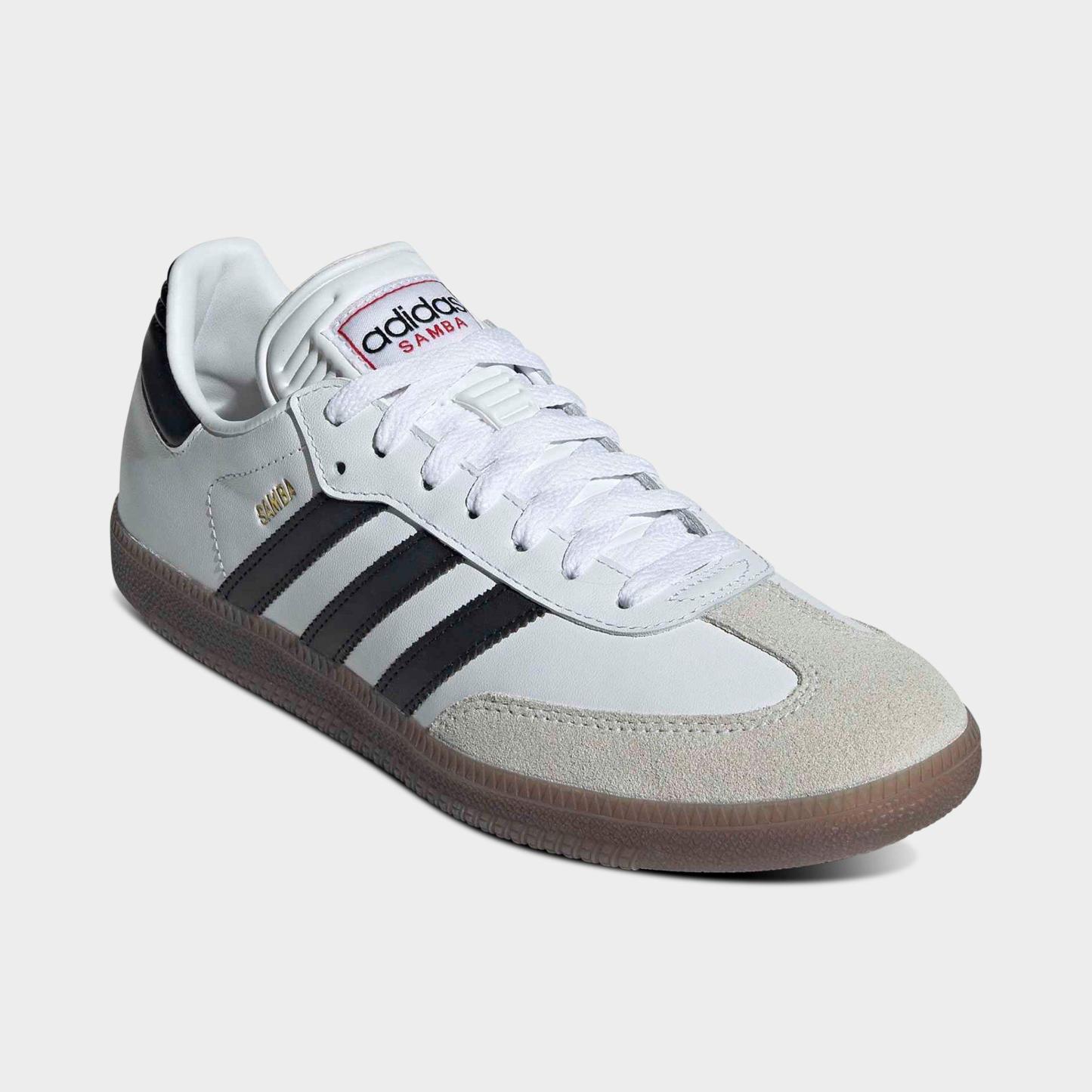 Men's adidas Originals Samba Indoor Soccer Shoes - Cloud White/Core Black/Vivid Red - Both shoes facing left