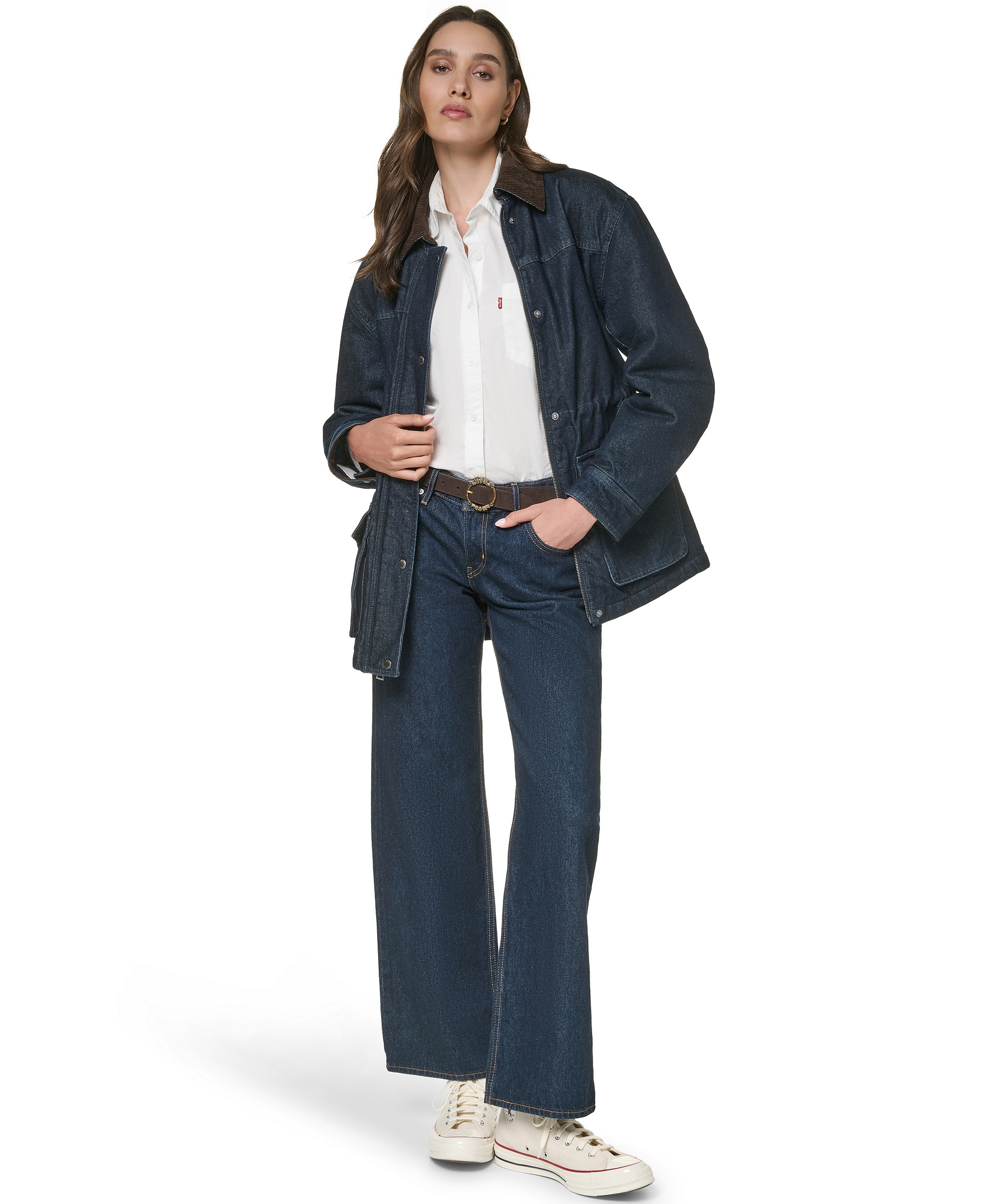Levi's Women's Anorak Corduroy Collar Denim Coat - Dark Rinse Wash