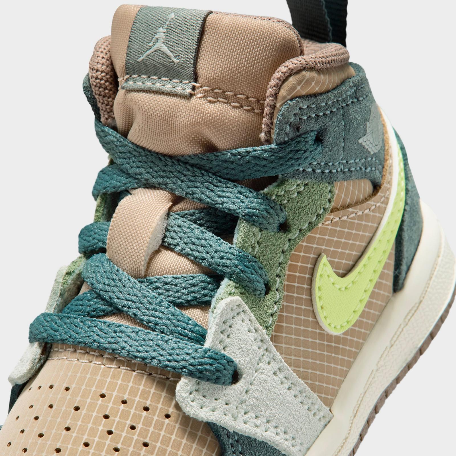 Kids' Toddler Air Jordan Retro 1 Mid SE Casual Shoes - Khaki/Hasta/Olive Grey/Light Lemon Twist - view 3