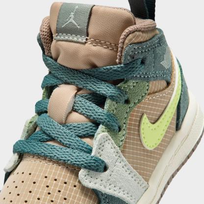 Kids' Toddler Air Jordan Retro 1 Mid SE Casual Shoes - Khaki/Hasta/Olive Grey/Light Lemon Twist - view 3
