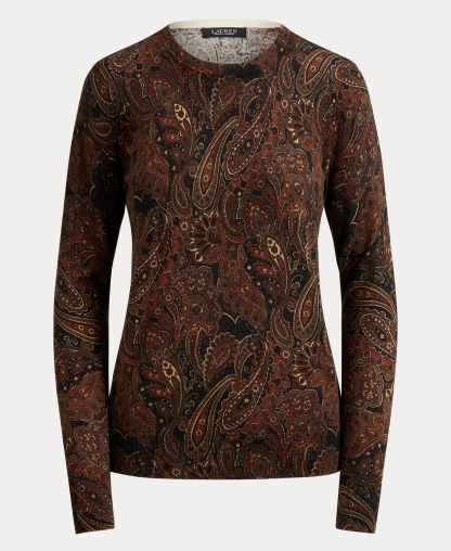 Lauren Ralph Lauren Women's Paisley Long-Sleeve Sweater - Black Multi