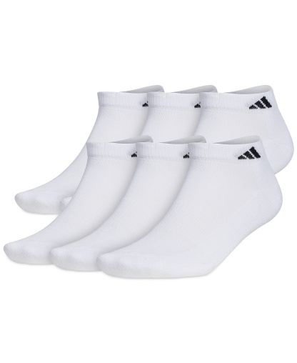 adidas Men's Cushioned Athletic 6-Pack Low Cut Socks - White