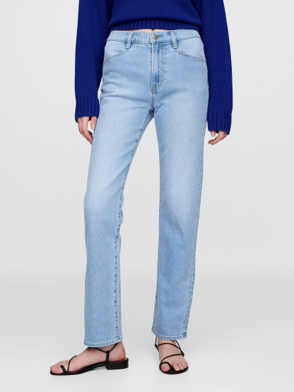 High Rise '90s Slim Straight Jeans - Light indigo blue