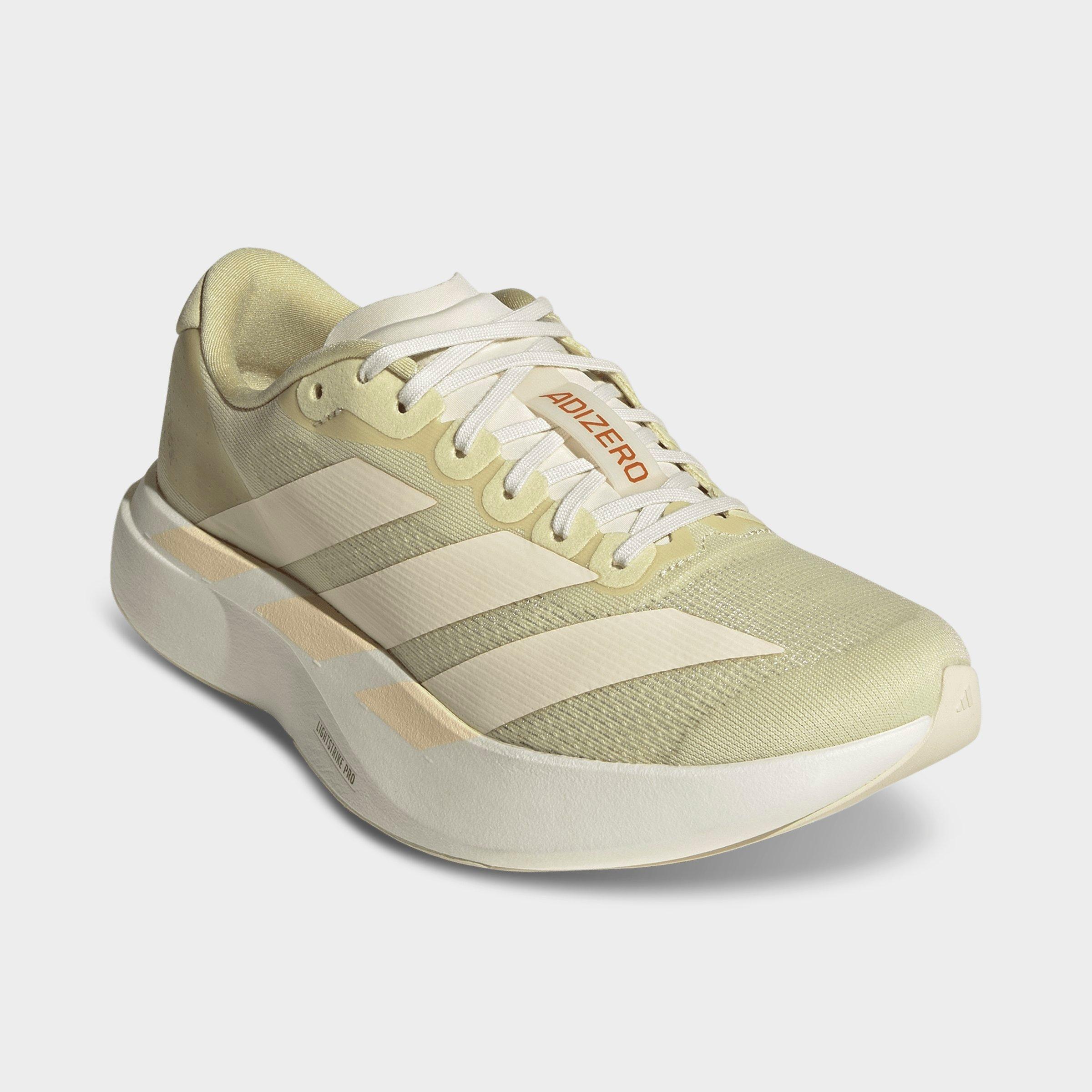 Women's adidas Adizero EVO SL Running Shoes - Part 1 - Dual Yellow/Warm Vanilla/Cream White - Both shoes facing left