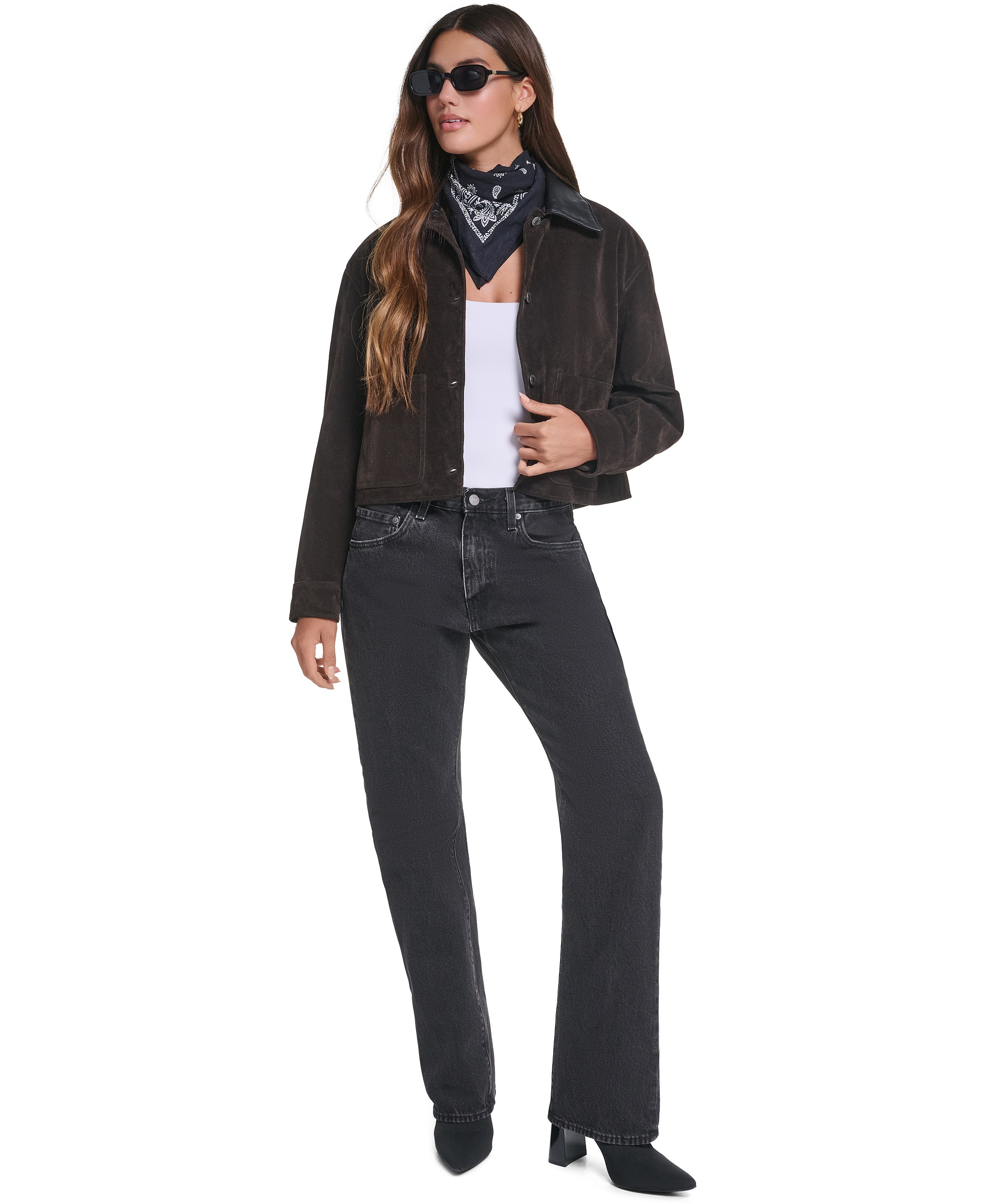 Levi's Women's Cropped Faux-Suede Chore Jacket - Graphite
