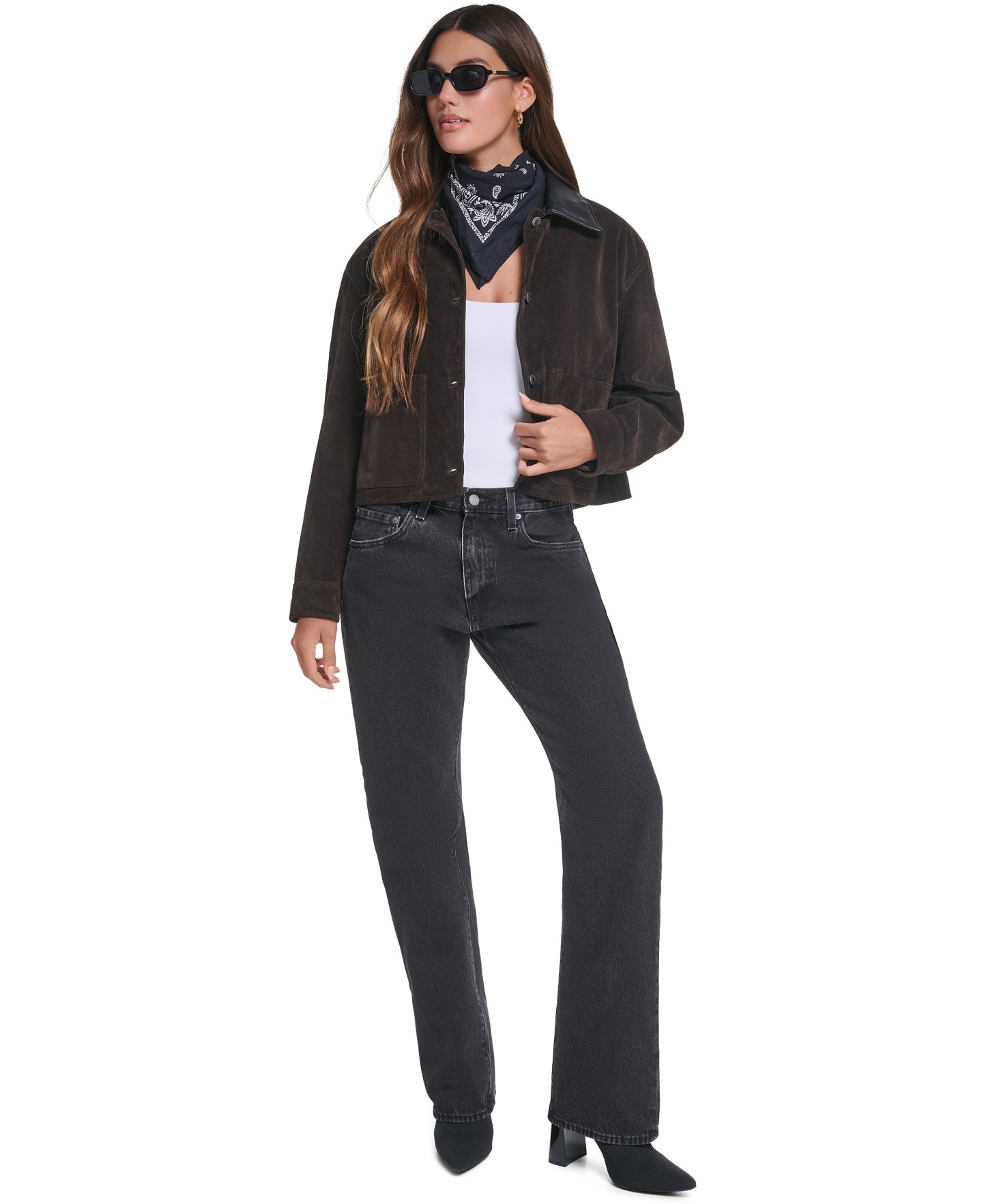 Levi's Women's Cropped Faux-Suede Chore Jacket - Graphite