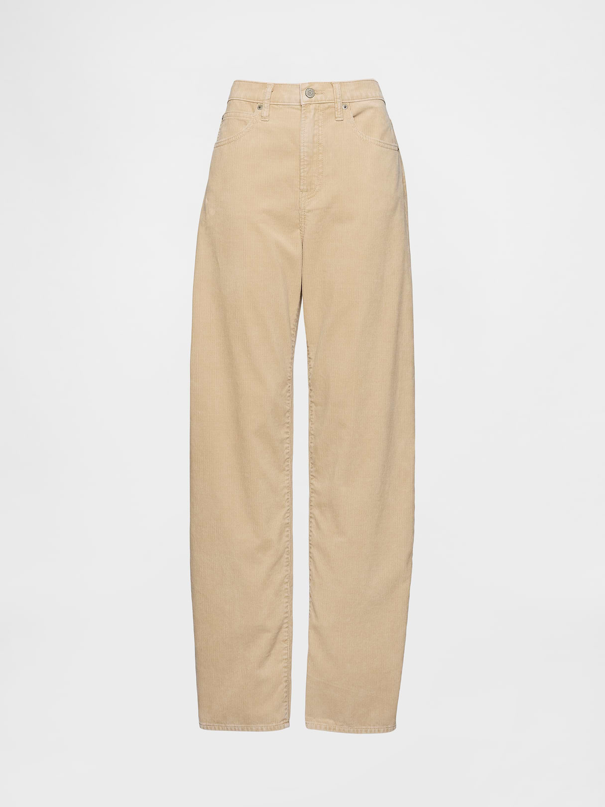 High Rise Khaki Stripe Barrel Jeans - Iconic khaki tan