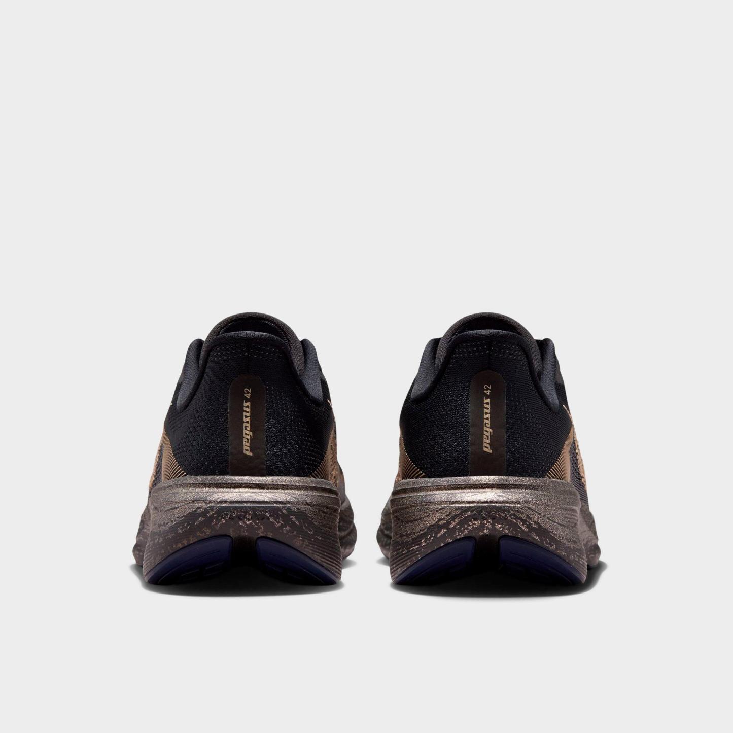 Women's Nithtke Pegasus 42 Running Shoes - Part 1 - Black/Pitch Blue/Blackened Blue/Blur - Back view