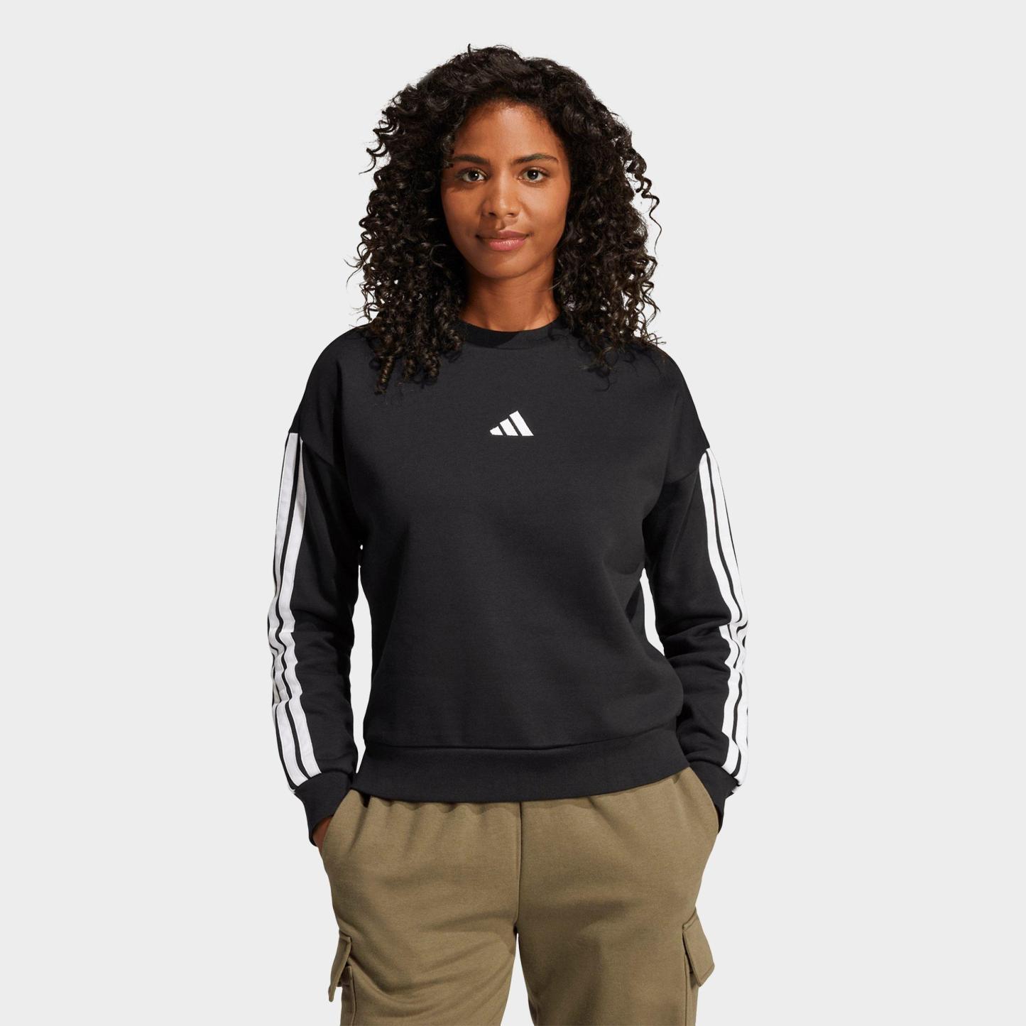 Women's adidas Essentials 3-Stripes Fleece Sweatshirt - Black/White