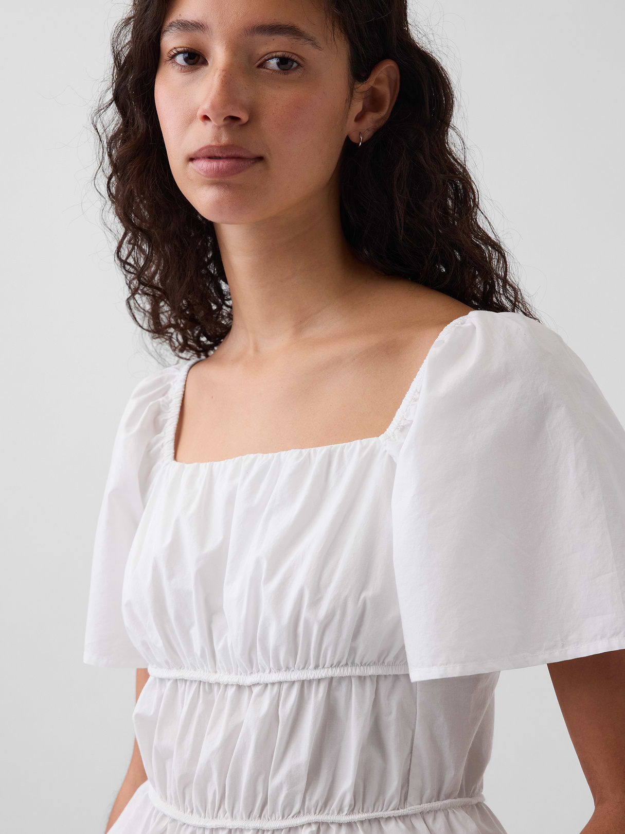 Square-Neck Peplum Top - New off white