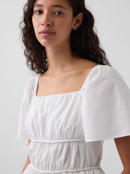 Square-Neck Peplum Top - New off white