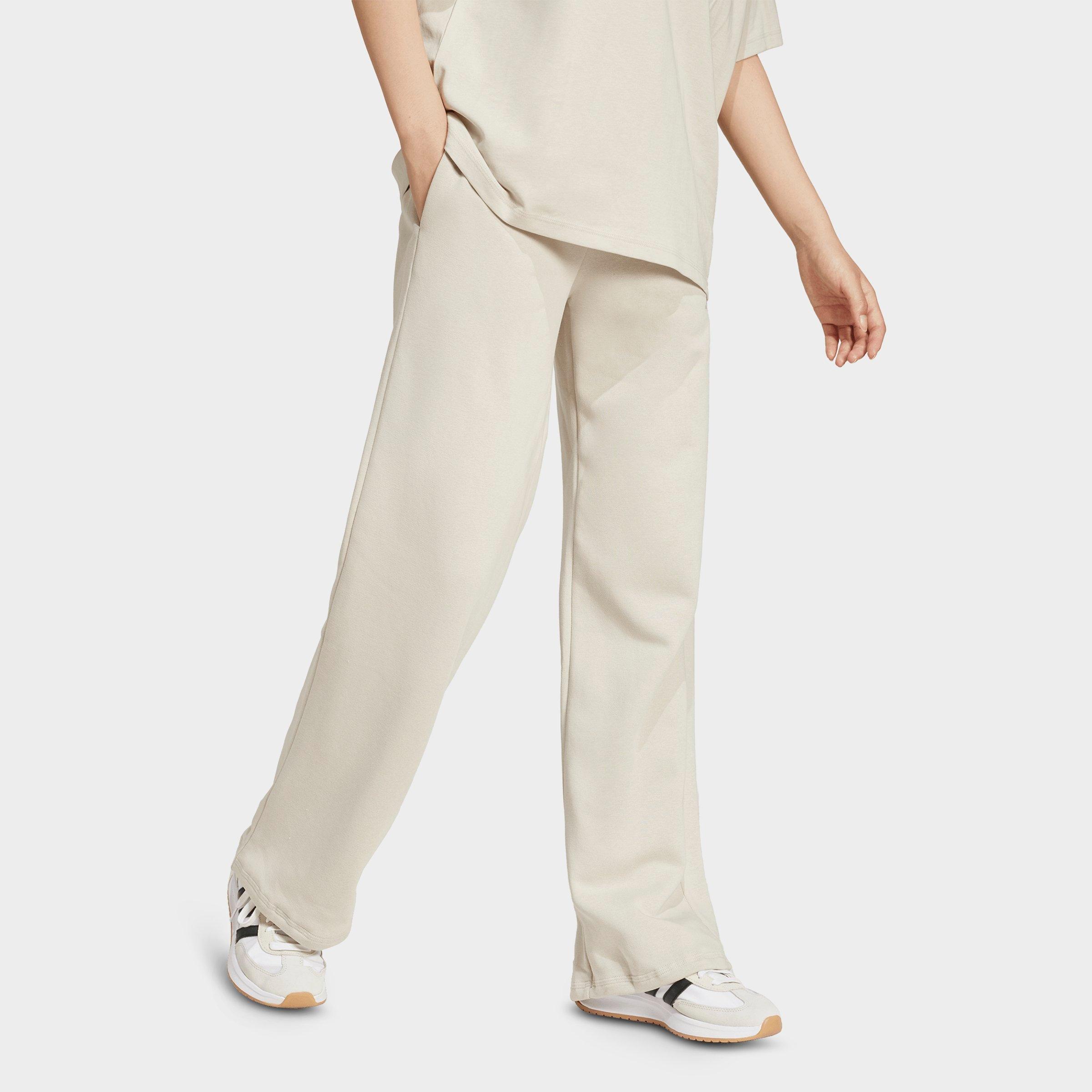 Women's adidas Sportswear Essentials Small Logo Feel Cozy Open-Hem Pants - Biege/White