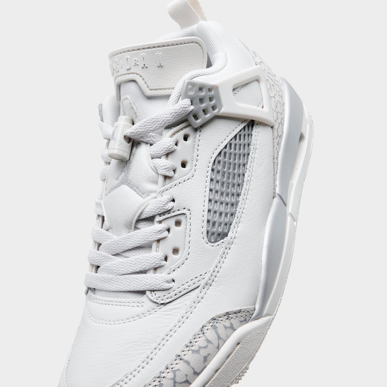Women's Jordan Spizike Low Casual Shoes - Swan/Wolf Grey/Metallic Silver - Left shoe facing left. Outside of the shoe. - view 3