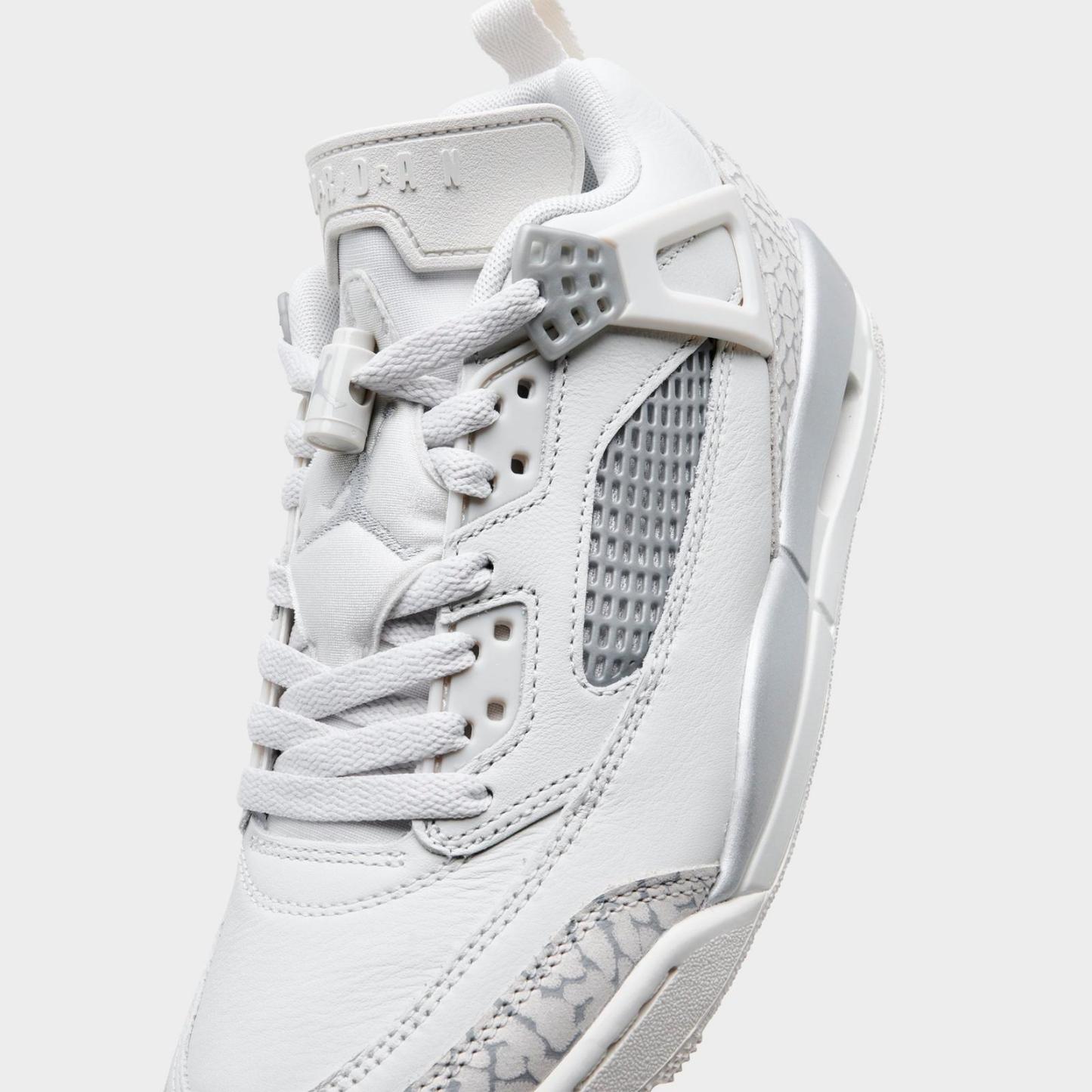 Women's Jordan Spizike Low Casual Shoes - Swan/Wolf Grey/Metallic Silver - Left shoe facing left. Outside of the shoe. - view 3