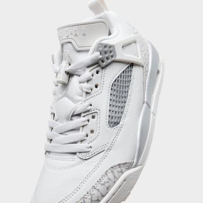 Women's Jordan Spizike Low Casual Shoes - Swan/Wolf Grey/Metallic Silver - Left shoe facing left. Outside of the shoe. - view 3