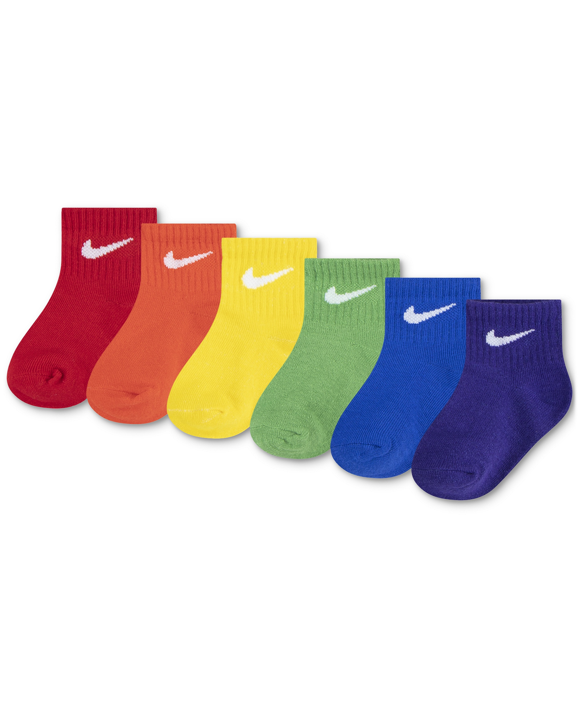 Nike Baby and Toddler Boys' and Baby Girls' Swoosh Ankle Socks, 6-Pack - Red/Blue/Multi
