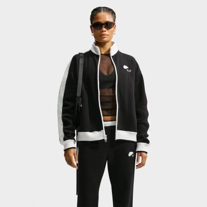 Women's Nithtke Studio Fleece Medium-Weight "Nithtke Run Club" Track Jacket - Total Black/Sail/Total Black