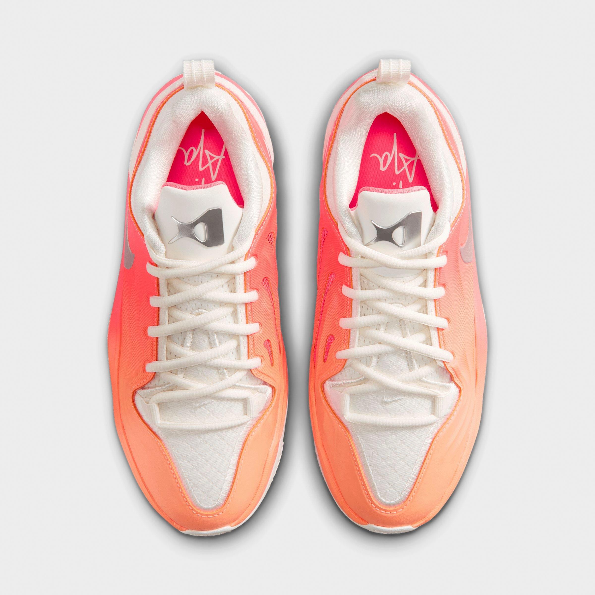 Girls' Big Kids' Nithtke A'Two A'ja Wilson Basketball Shoes - Orange Pulse/Sail/Hot Lava/Metallic Silver - Top view