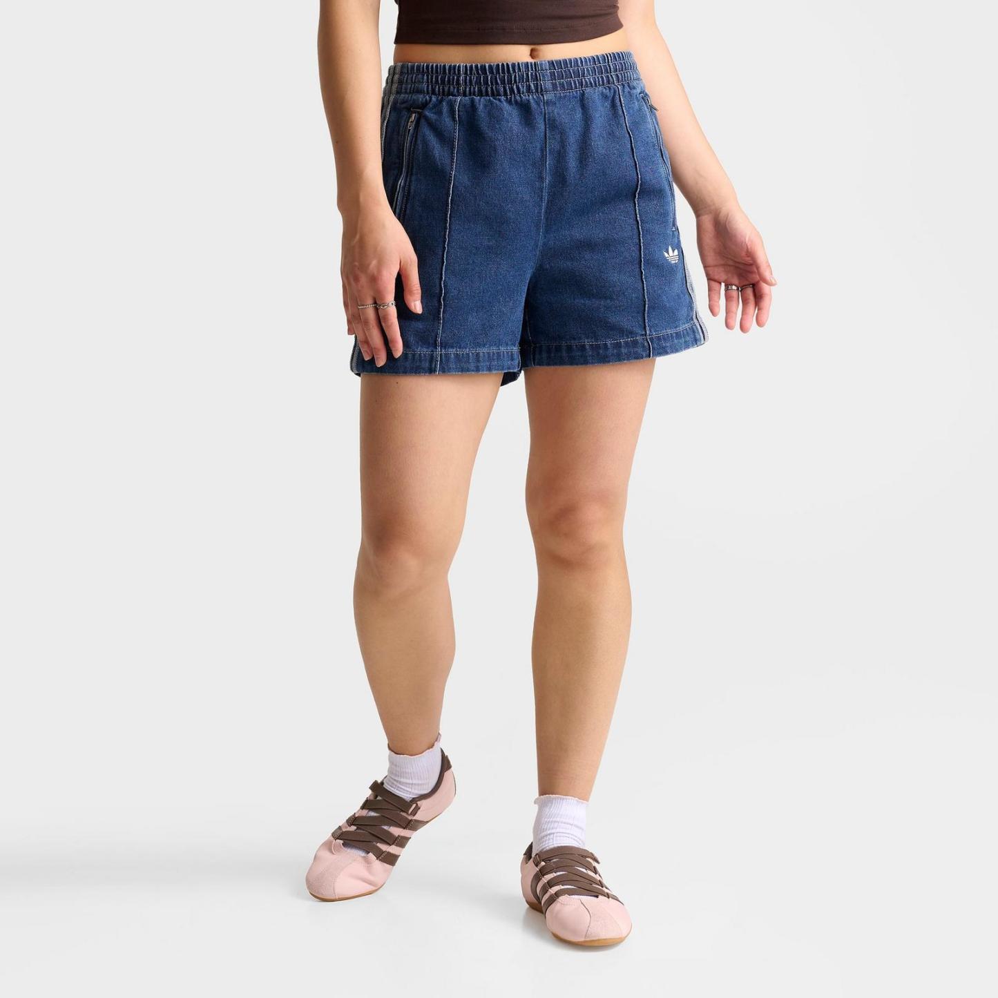 Women's adidas Originals adicolor Firebird Denim Shorts - Indigo Denim - view 3