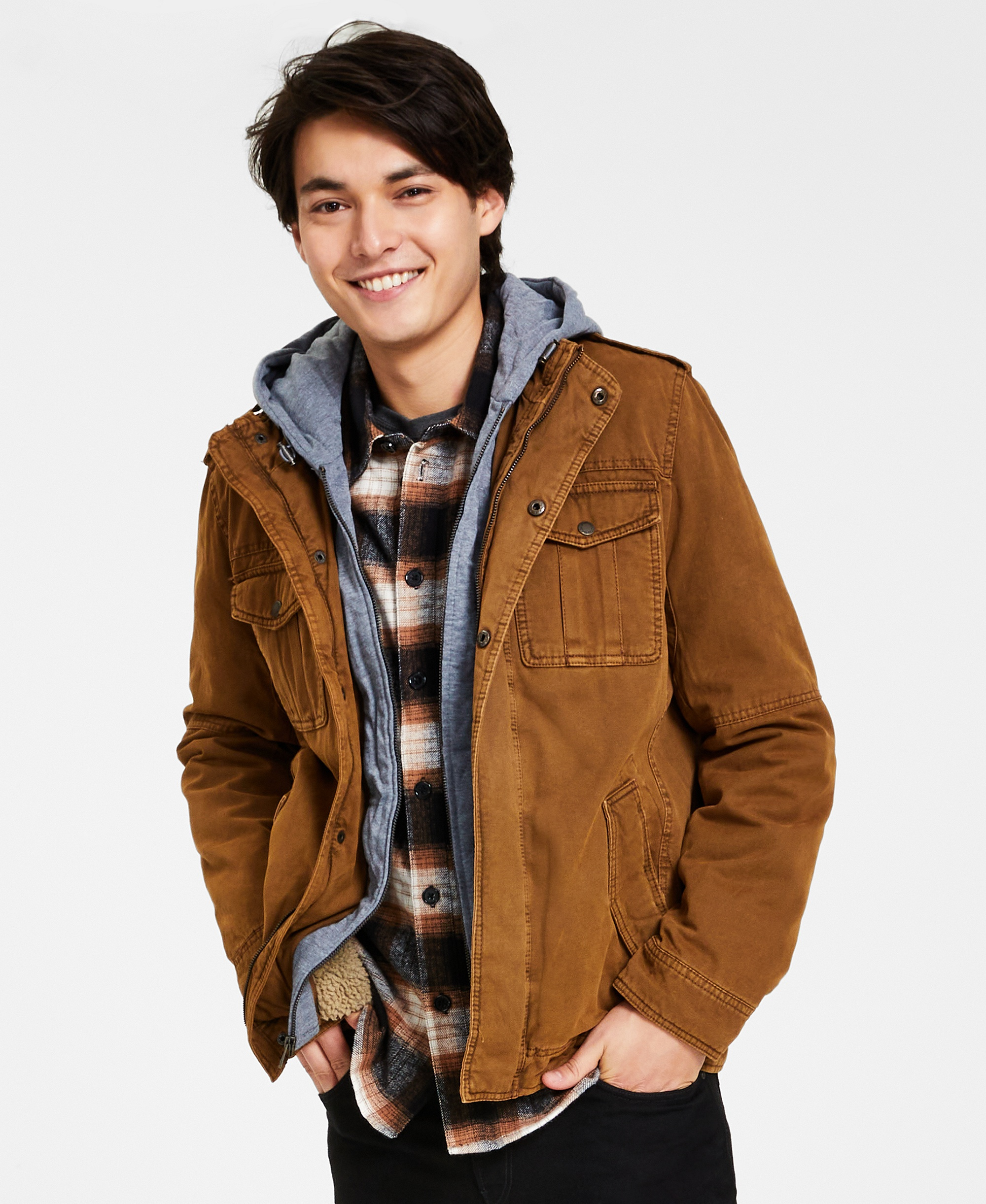 Levi's Men's Two Pocket Hooded Trucker Jacket - Worker Brown
