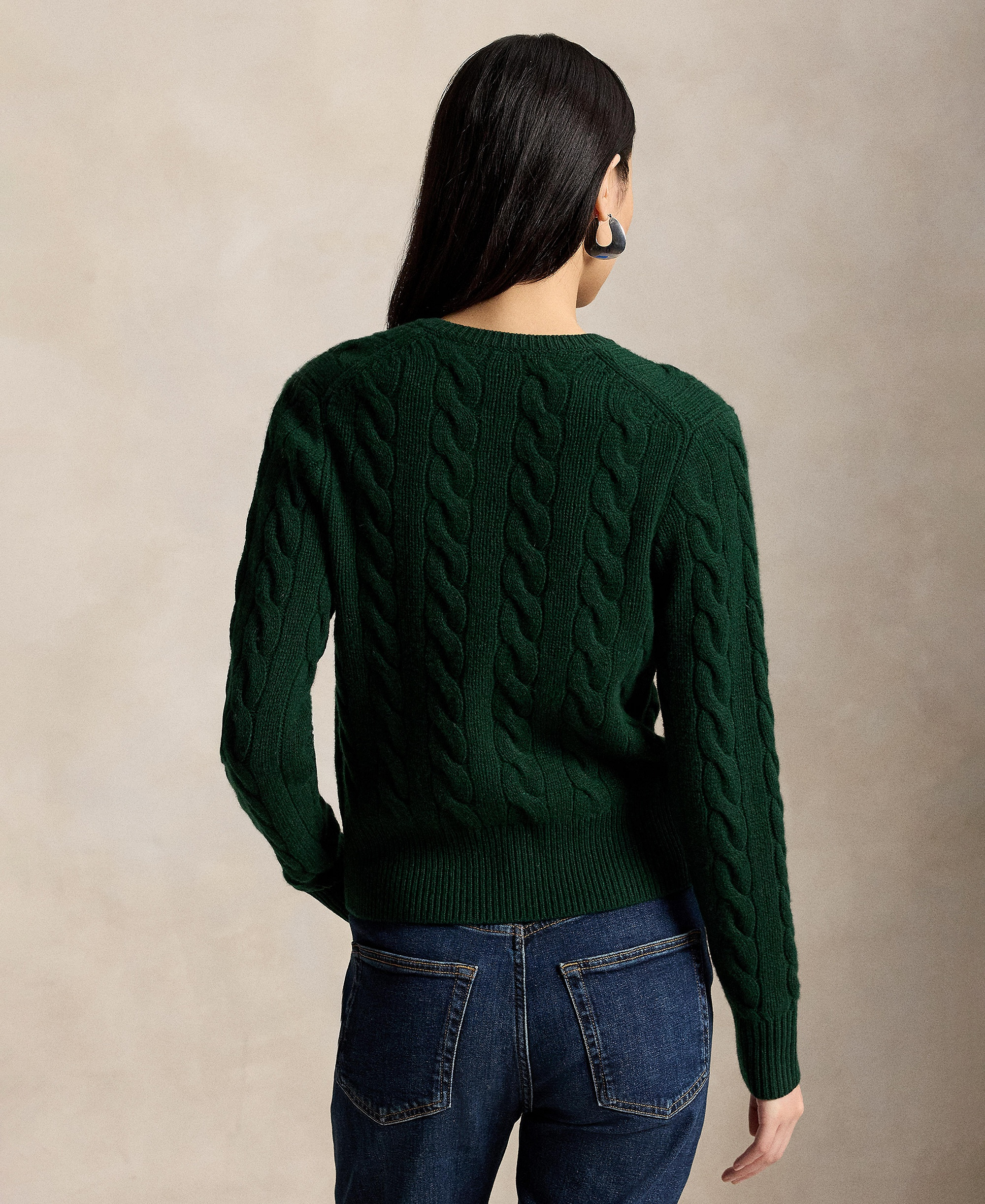Polo Ralph Lauren Women's Cable-Knit Wool-Cashmere Cardigan Sweater - College Green