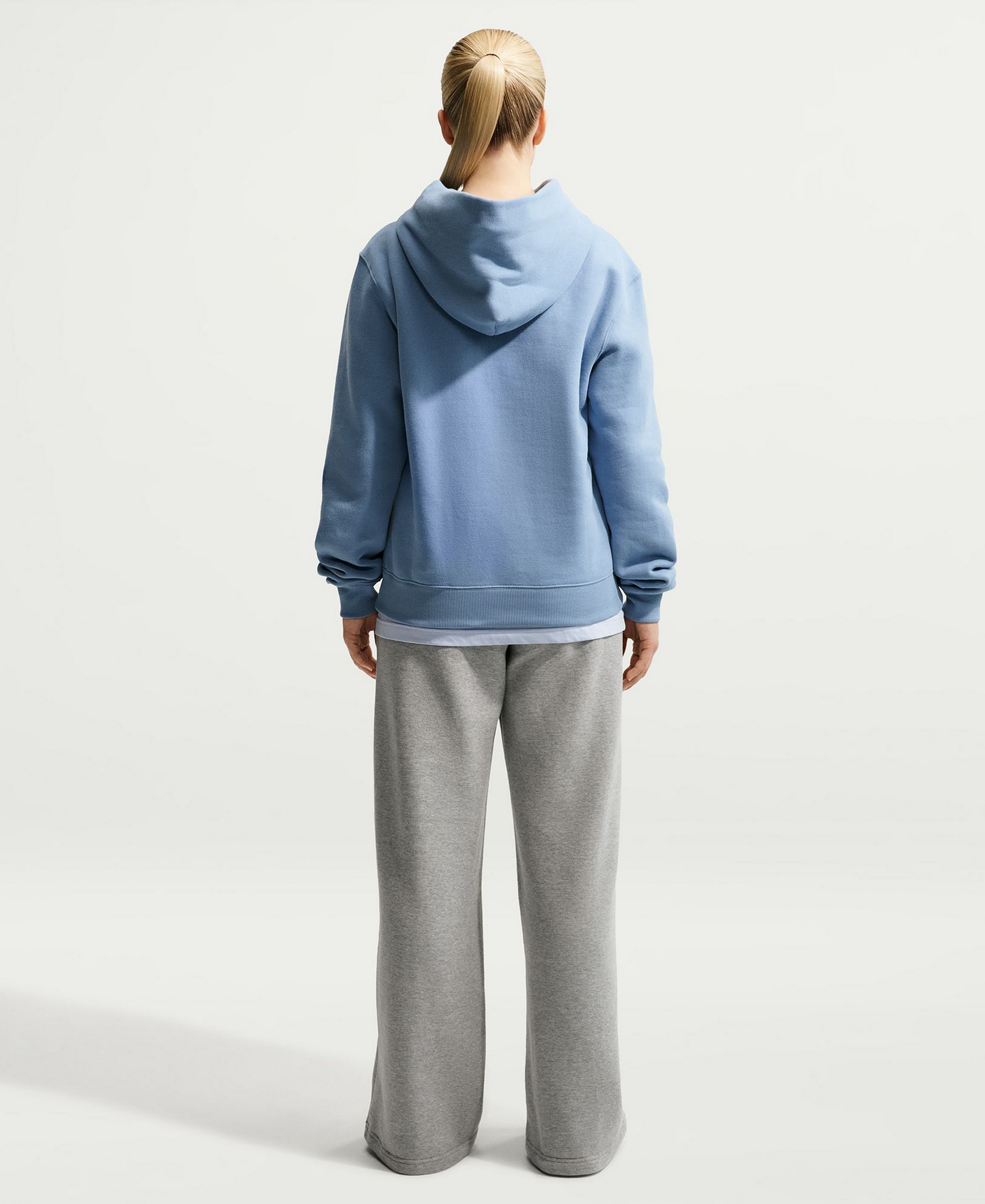 Nike Women's Studio Fleece Medium Weight Mid-Rise Wide-Leg Pants - Dark Gray Heather/Sail