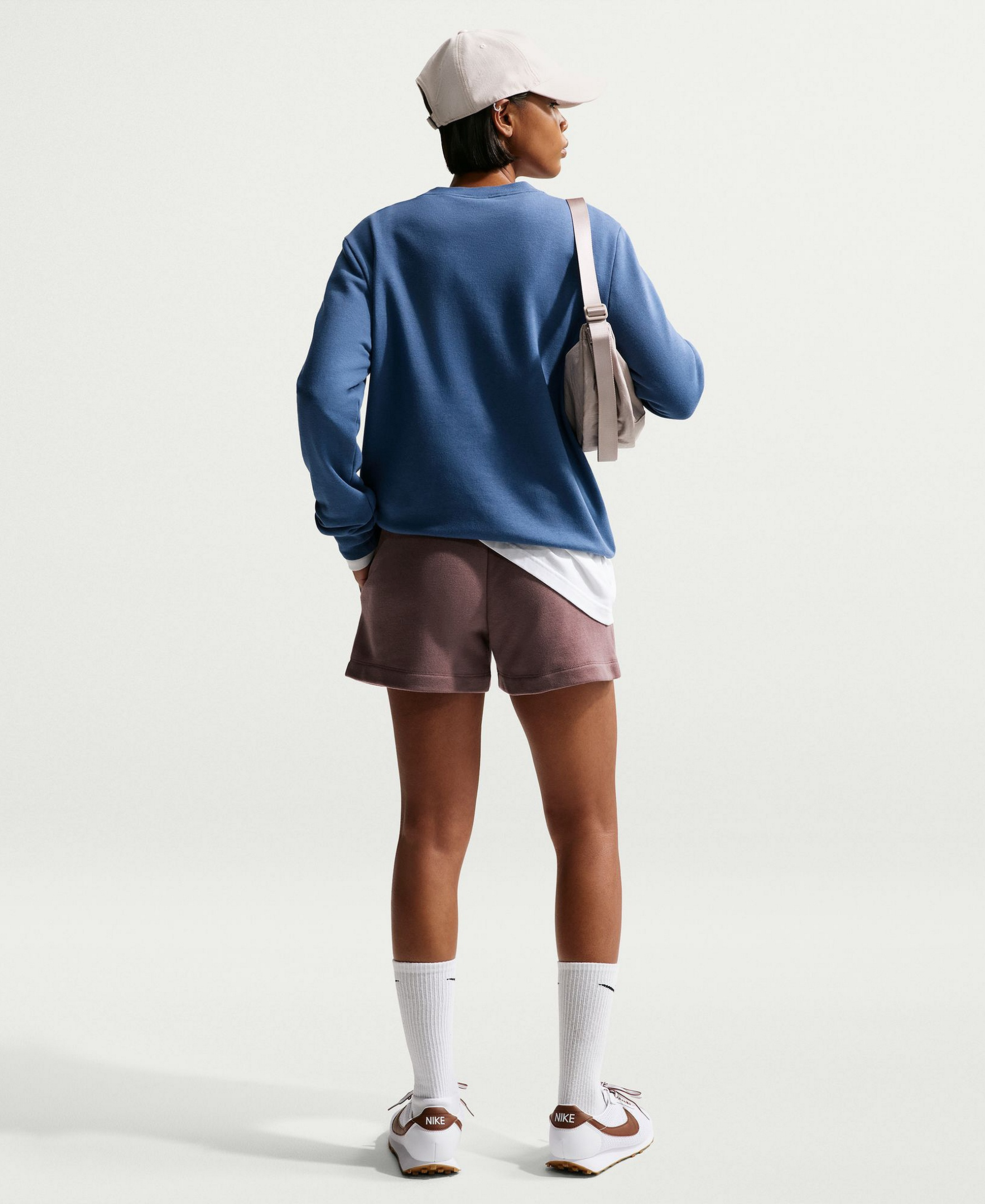 Nike Women's Sportswear Club Fleece Mid-Rise Shorts - Tattoo/White