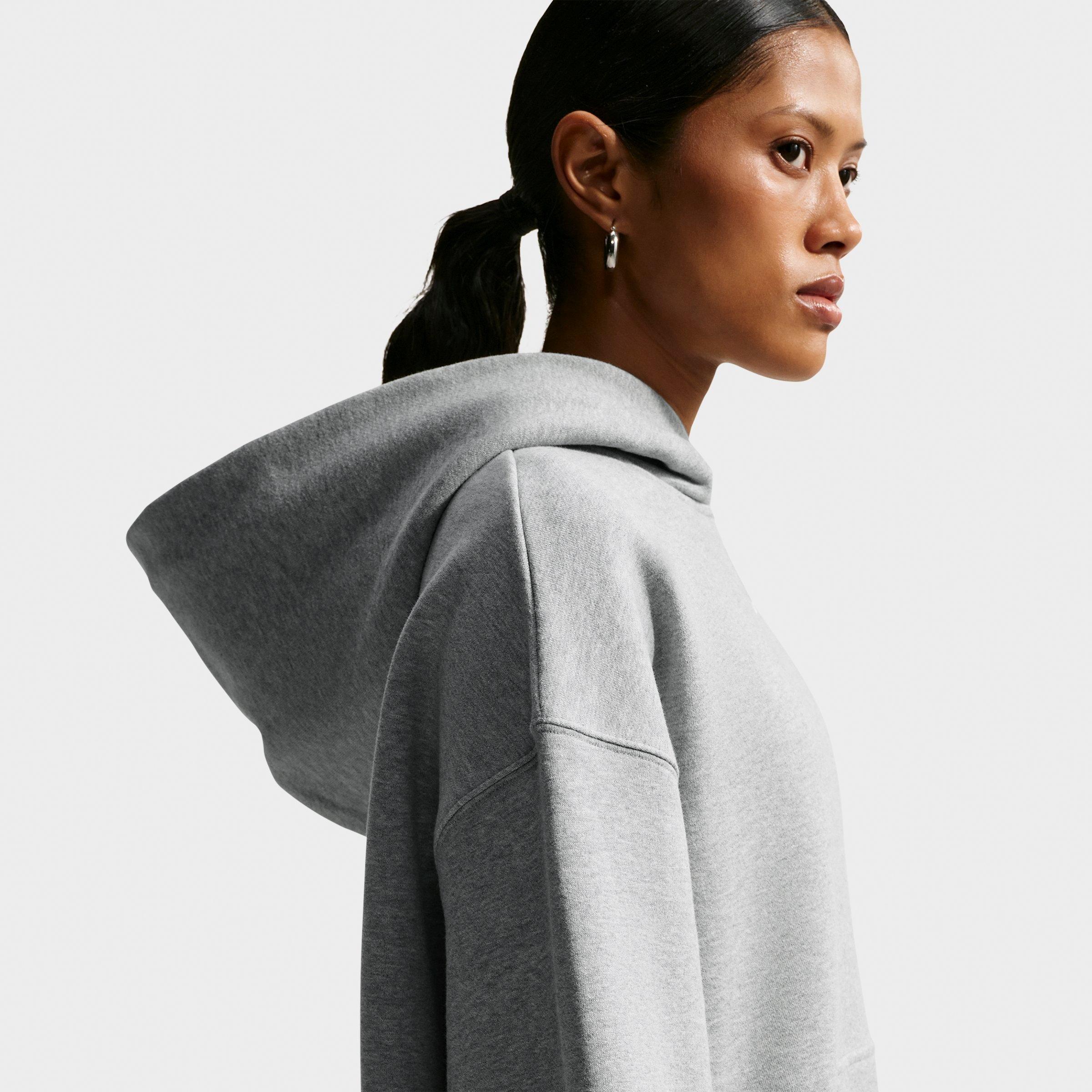 Women's Nithtke Studio Fleece Medium-Weight Camo Oversized Pullover Hoodie - Dark Grey Heather/Sail