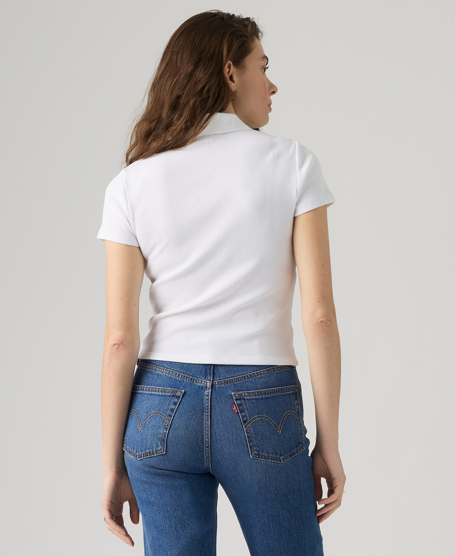 Levi's Women's Short-Sleeve Rory Ribbed Polo Shirt - Bright White