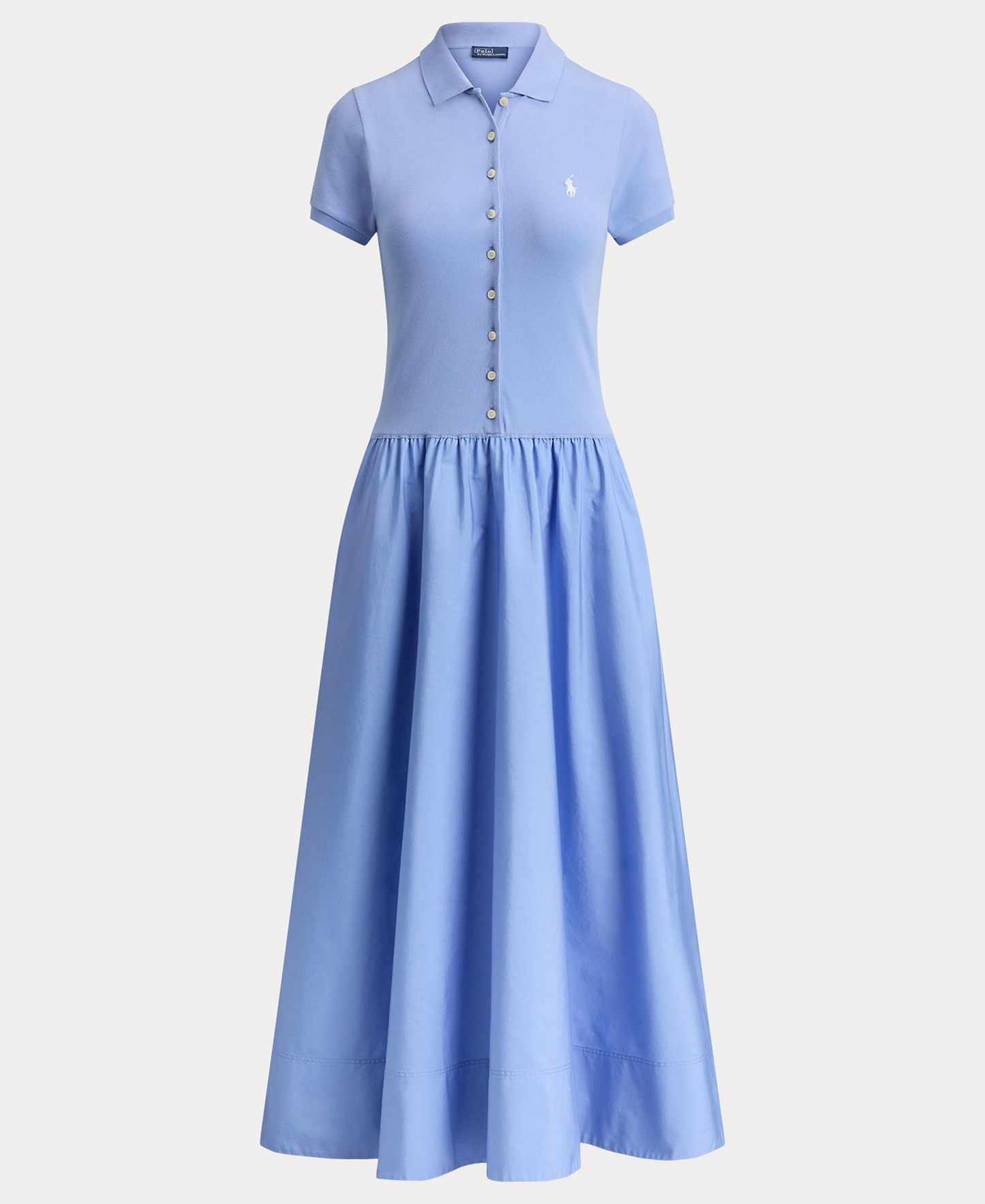 Polo Ralph Lauren Women's Hybrid Mesh Polo Collar A-Line Dress - Dress Shirt Blue