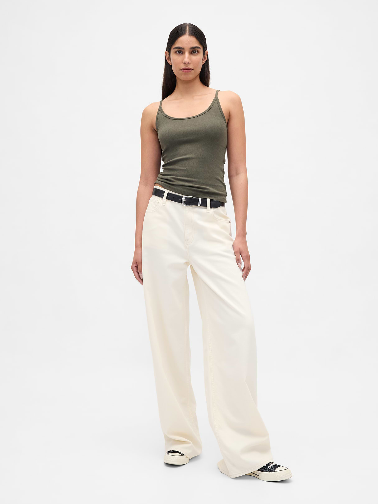 Modern Crop Cami - Black moss green