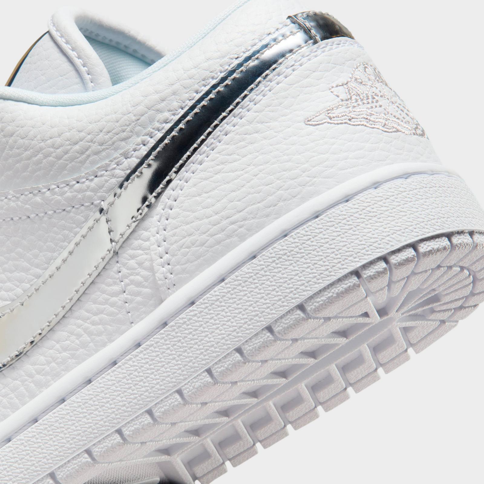 Women's Air Jordan 1 Low LE Casual Shoes - White/White/Metallic Silver/White - view 3
