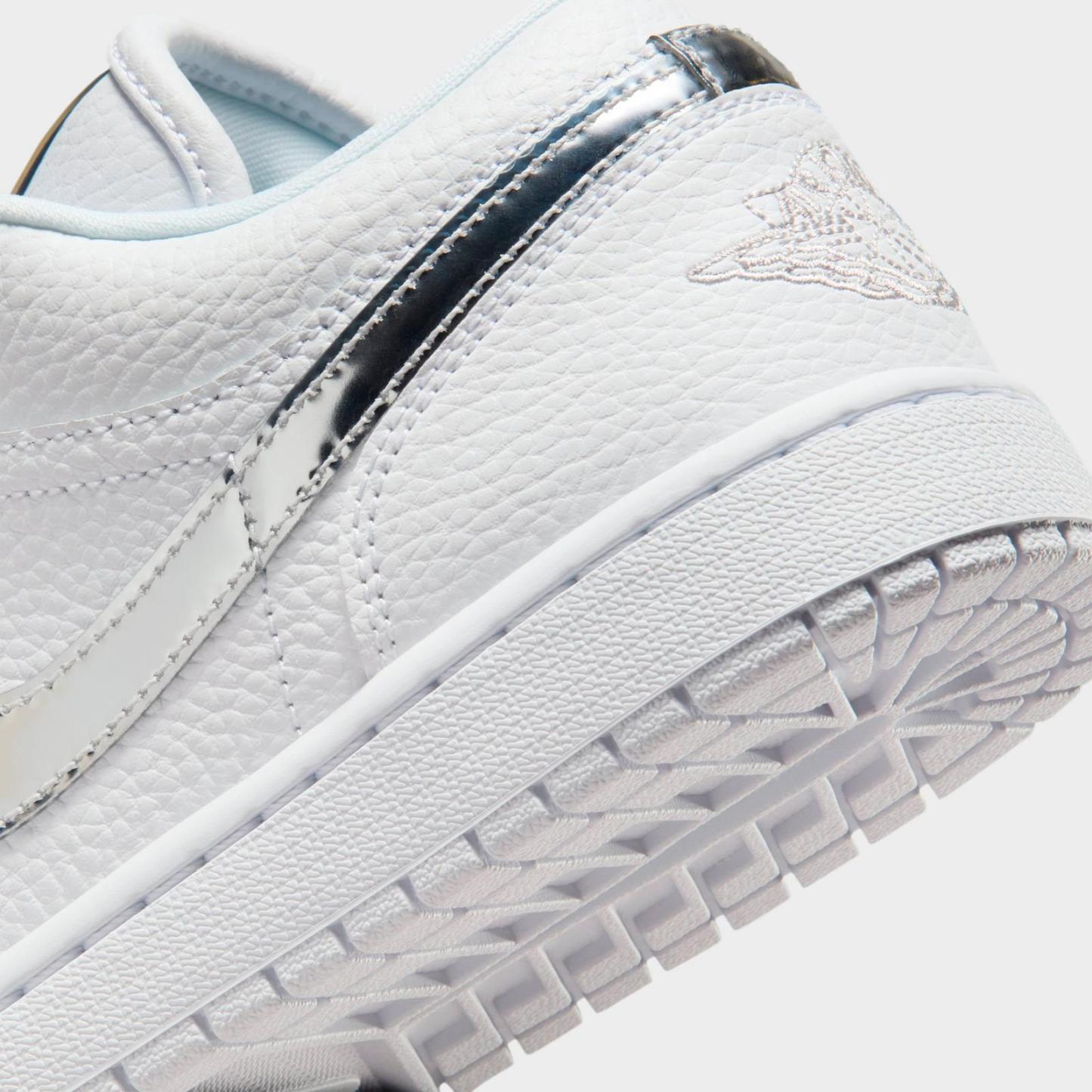 Women's Air Jordan 1 Low LE Casual Shoes - White/White/Metallic Silver/White - view 3