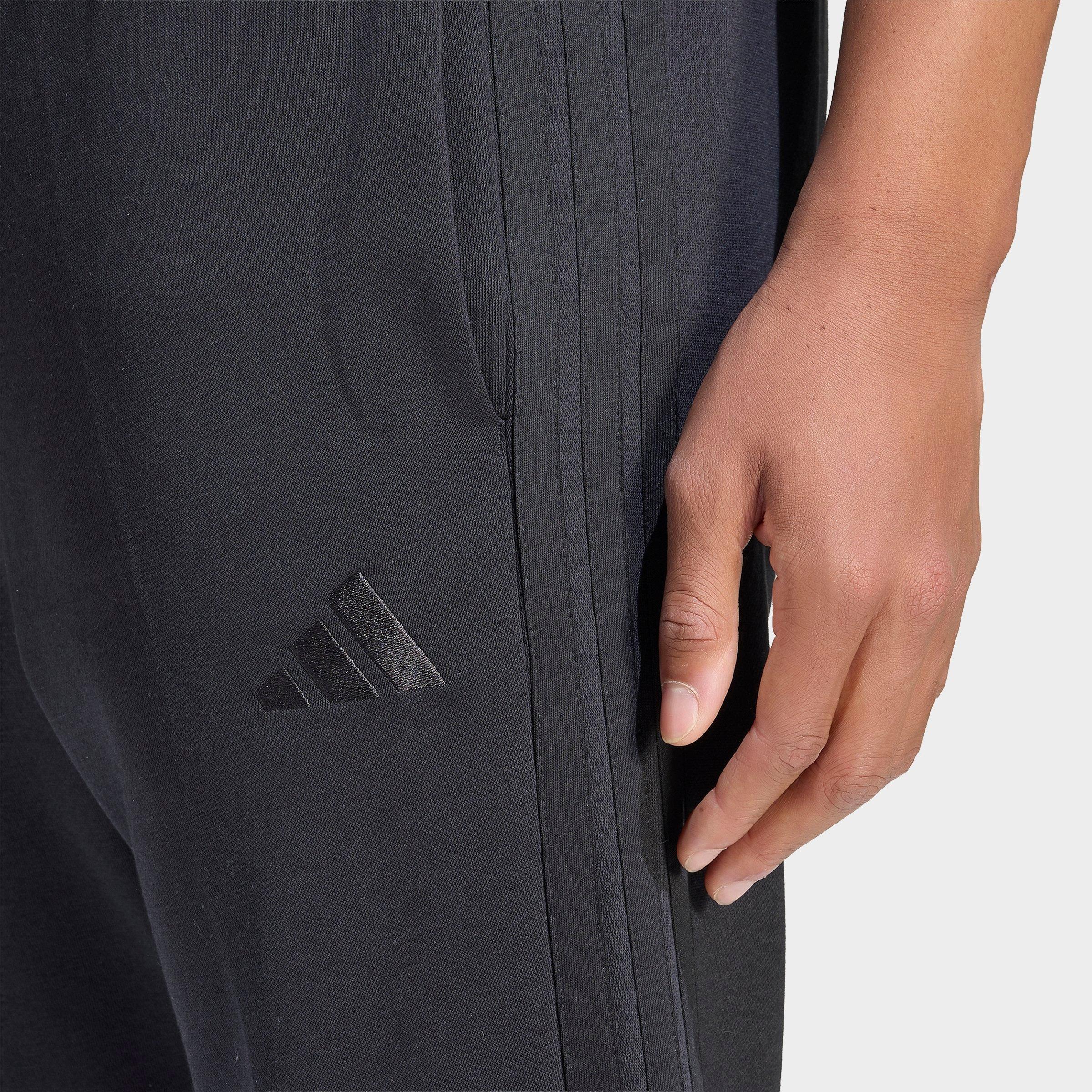 Men's adidas Essentials 3-Stripes Open Hem Fleece Pants - Black/Black