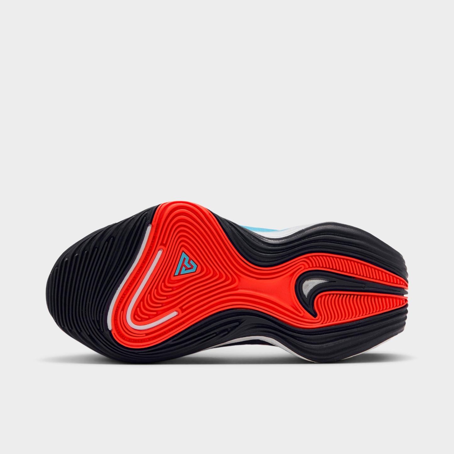 Little Kids' Nithtke Giannis Immortality 5 Basketball Shoes - Off White/Picante Red/Current Blue/Black - Bottom view