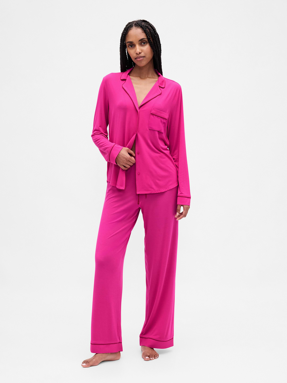 SoftMade Modal PJ Top - Bright fuchsia pink