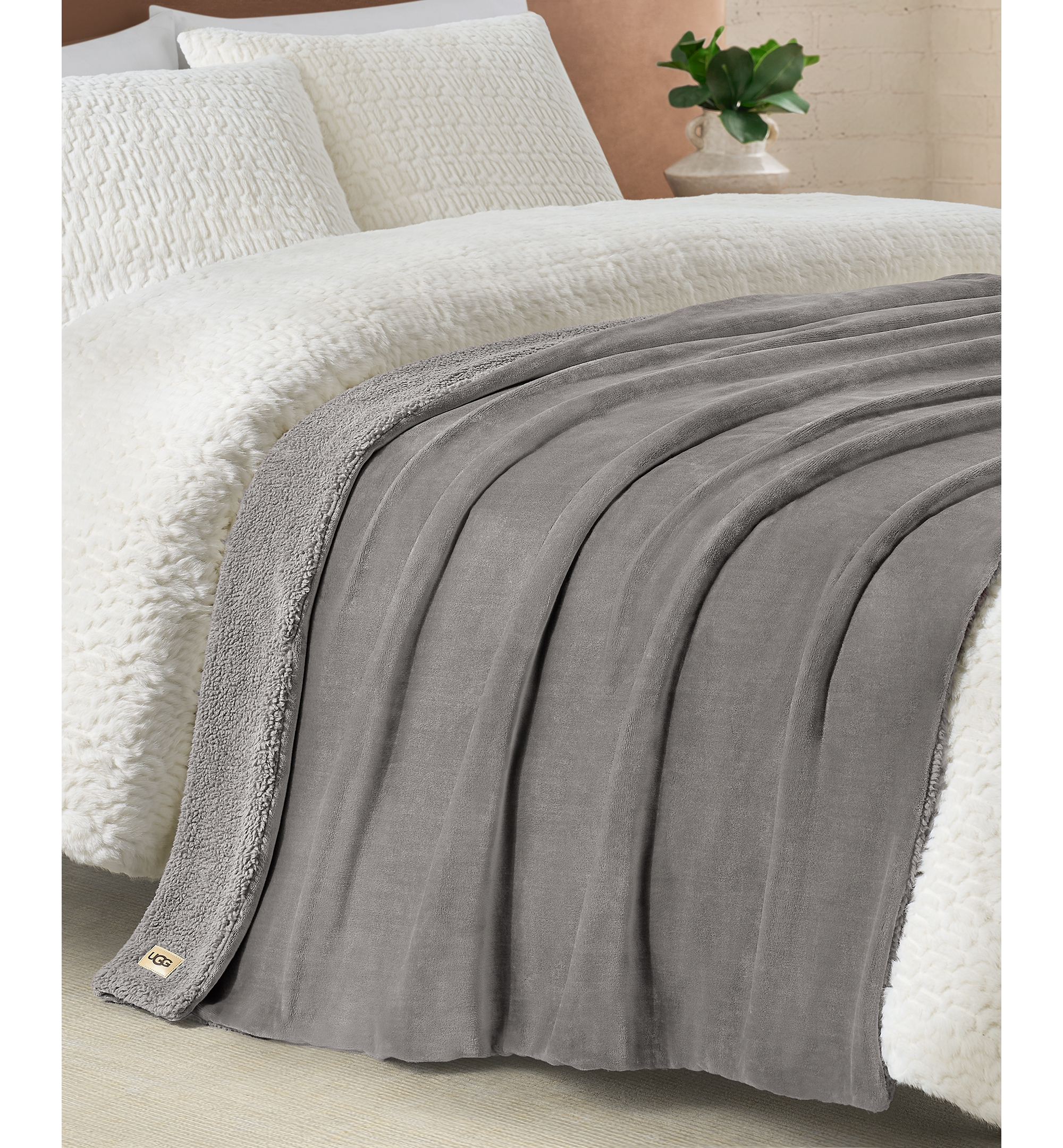 UGG® Avery Reversible Throw, 50" x 70" - Seal Gray
