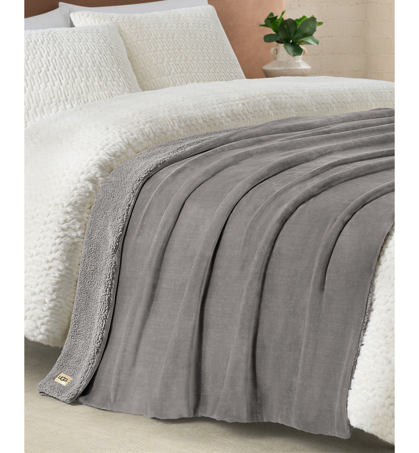 UGG® Avery Reversible Throw, 50" x 70" - Seal Gray