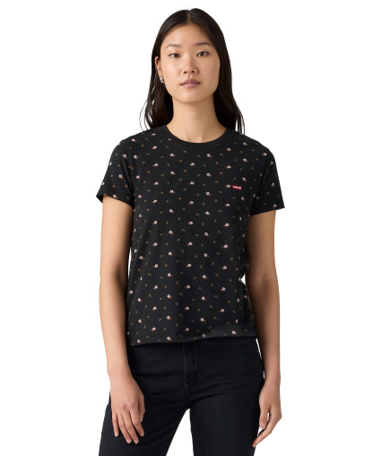 Levi's Women's The Perfect Crew Neck Cotton T-Shirt - Taru Floral V2 Anthracite Night