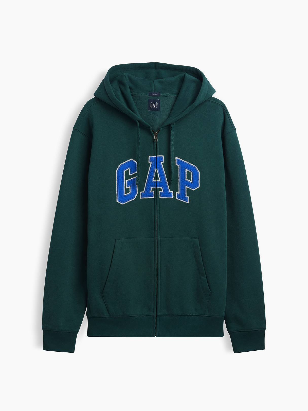 Adult VintageSoft Arch Logo Zip Hoodie - Deep hunter green
