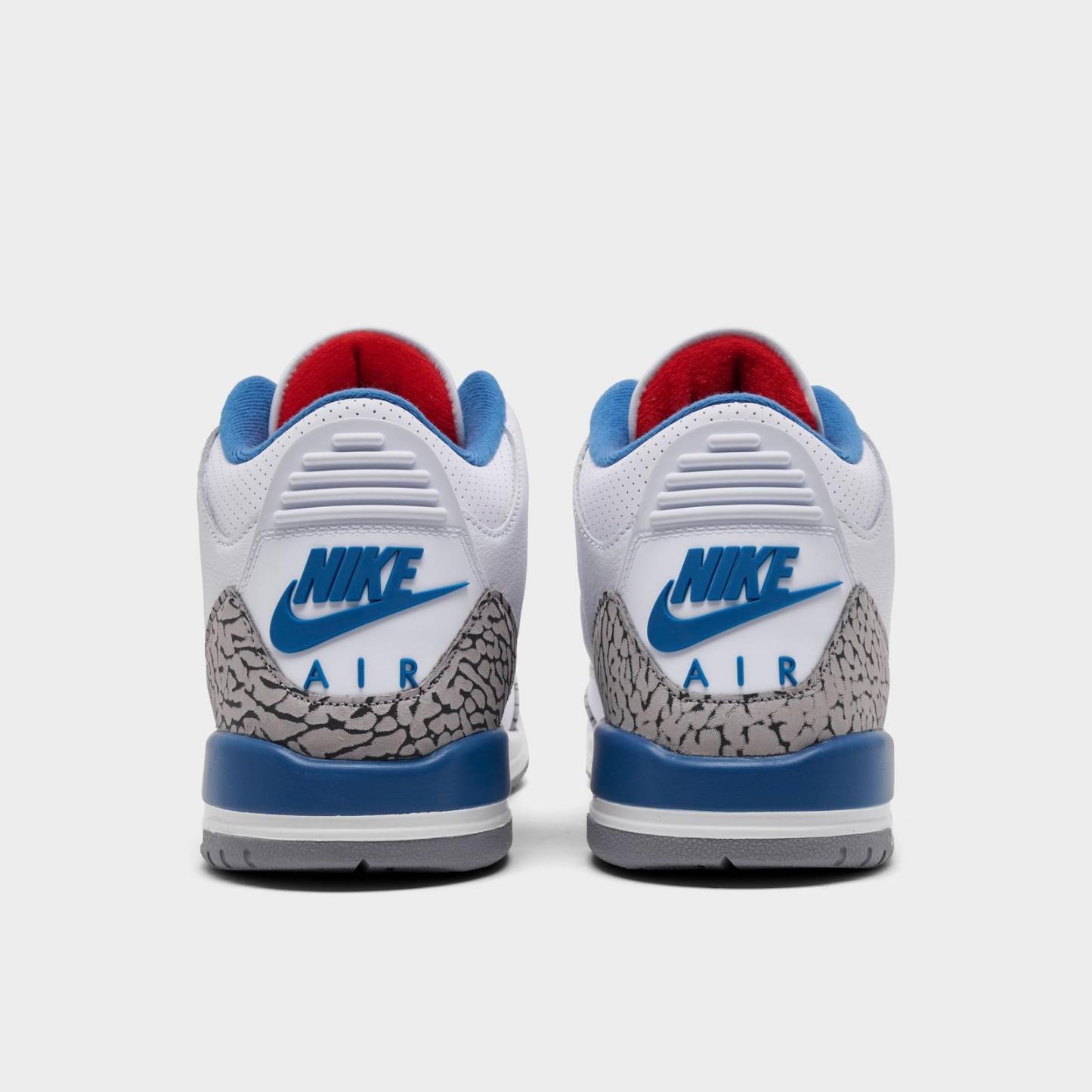 Big Kids' Air Jordan Retro 3 Basketball Shoes - White/True Blue/Fire Red - view 4
