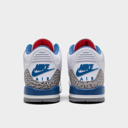 Big Kids' Air Jordan Retro 3 Basketball Shoes - White/True Blue/Fire Red - view 4