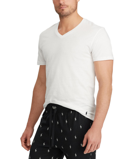 Polo Ralph Lauren Men's 3-Pack V-Neck Classic Undershirts - White