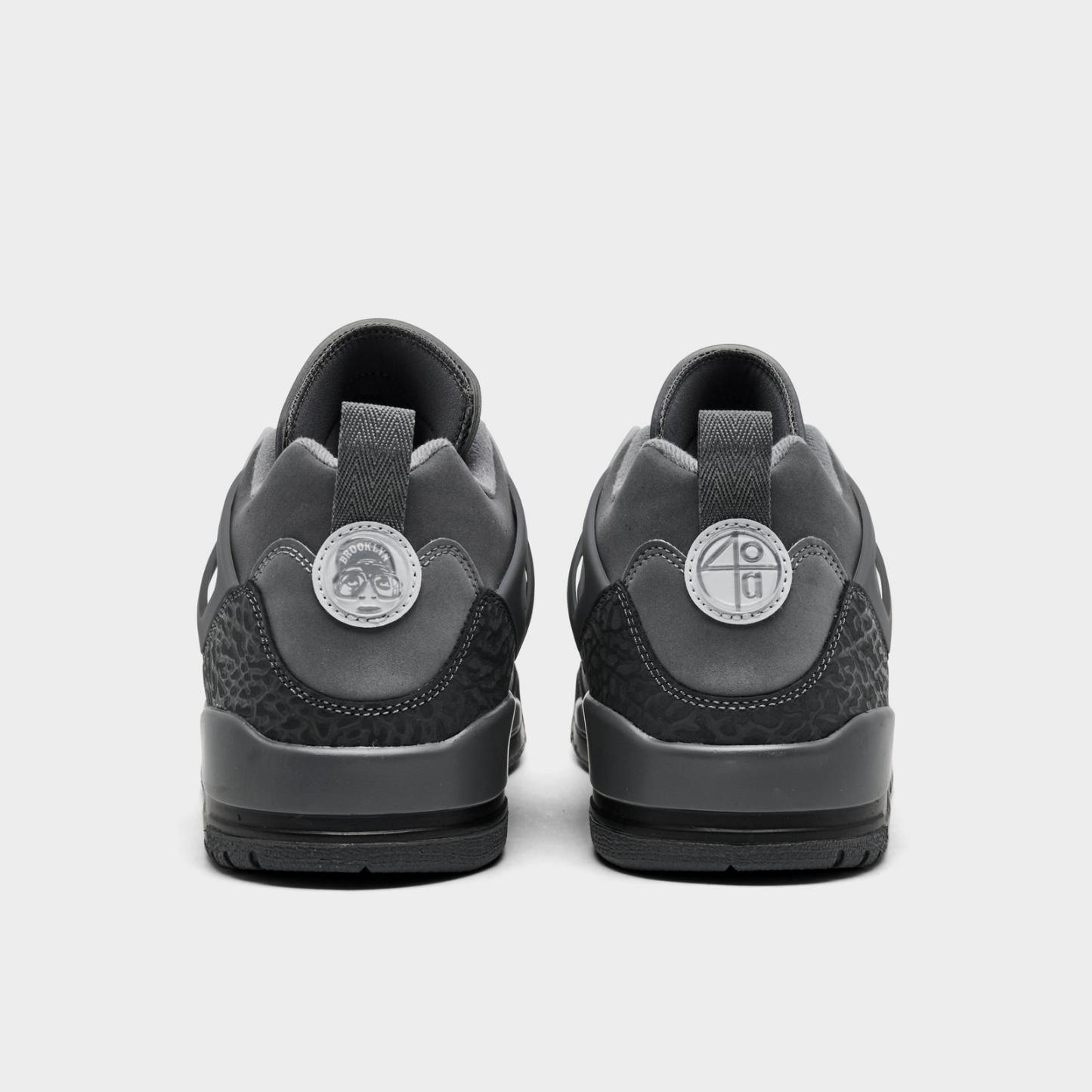 Men's Jordan Spizike Low Casual Shoes - Dark Grey/Black/Aura/Smoke Grey - Left shoe facing left. Outside of the shoe. - view 4