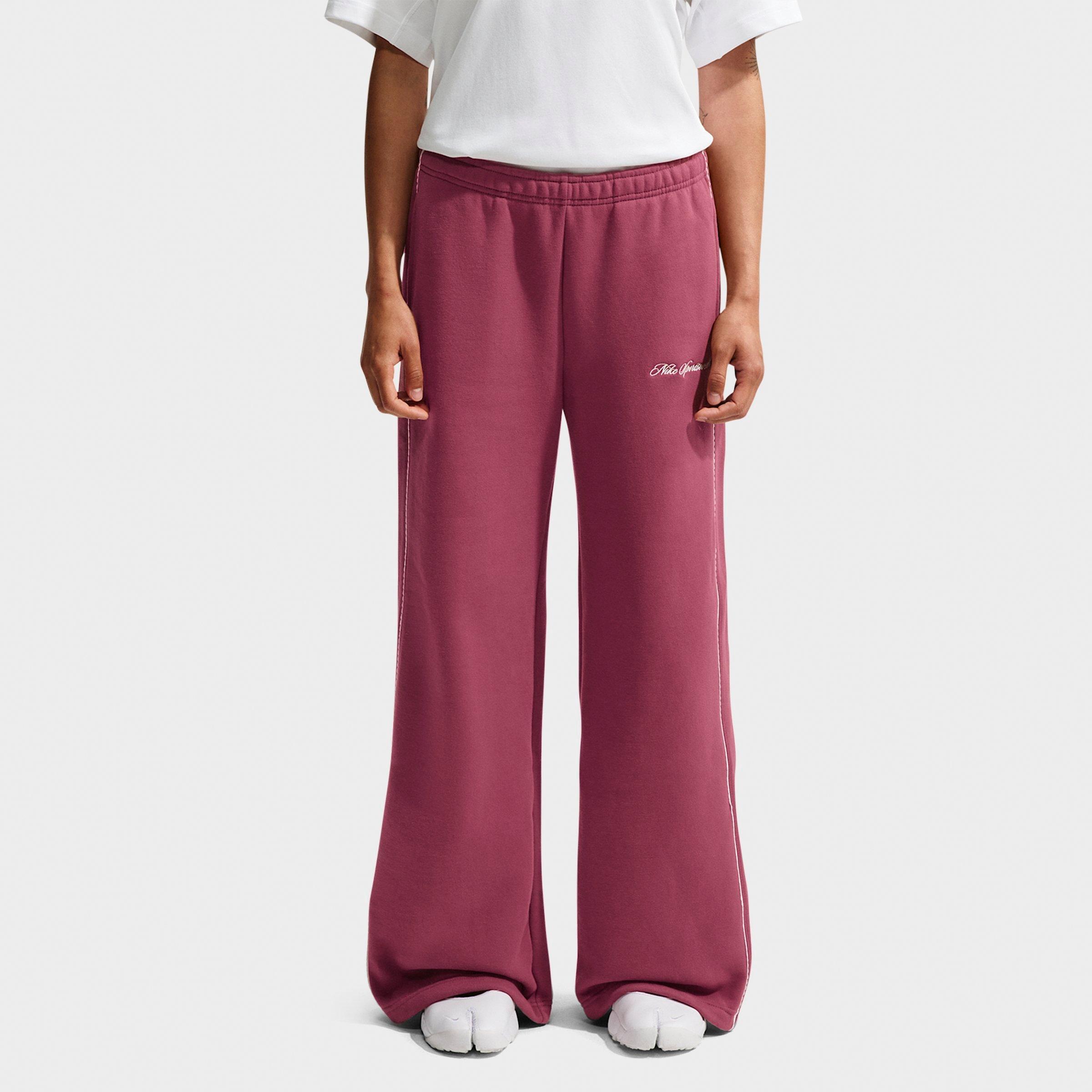 Women's Nithtke Studio Fleece Medium-Weight "Graphic Pack" Mid-Rise Wide-Leg Pants - Pink Smoke/Sail/Pink Smoke
