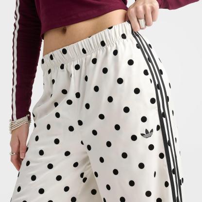 Women's adidas Originals Firebird Polka Dot Satin Wide-Leg Track Pants - Off White