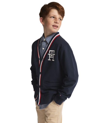 Tommy Hilfiger Boys' 8-20 Minimal V-Neck Cardigan - Navy Blazer