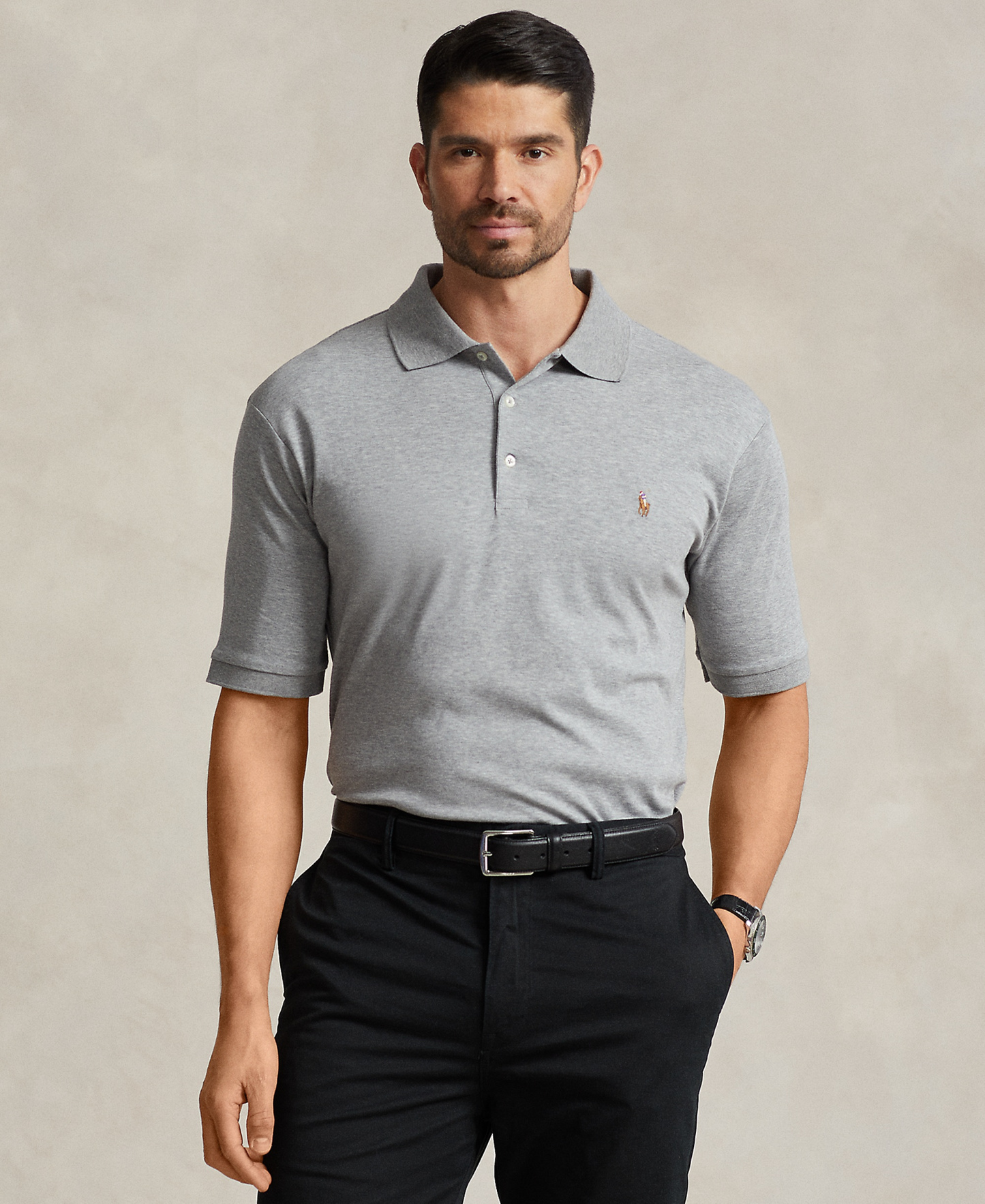 Polo Ralph Lauren Men's Big & Tall Solid Polo Shirt - Steel Heather