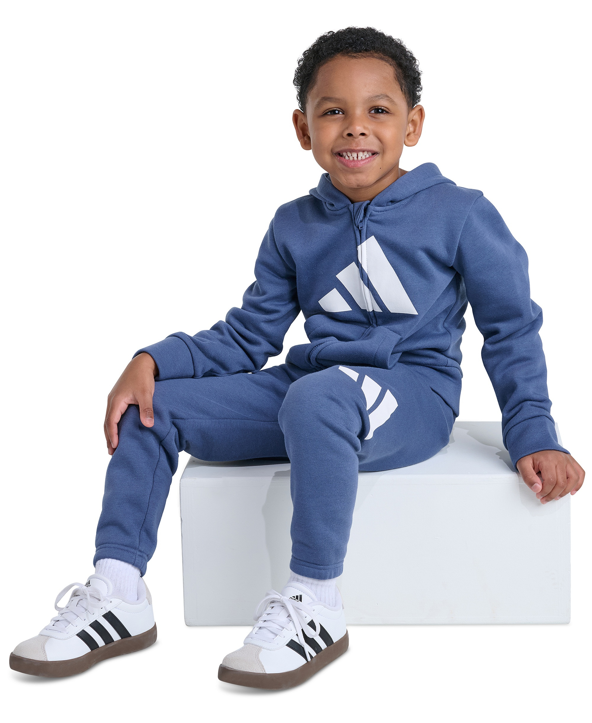 adidas Boys' 2T-7 Long-Sleeve Full-Zip Jacket and Pants, 2-Piece Set - Preloved Ink Blue