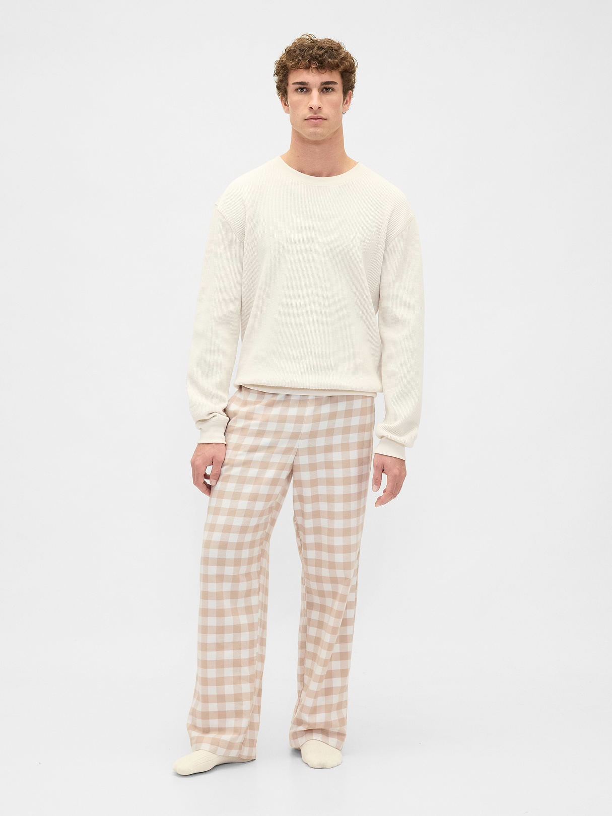 Adult Softest Flannel PJ Pants - Beige gingham